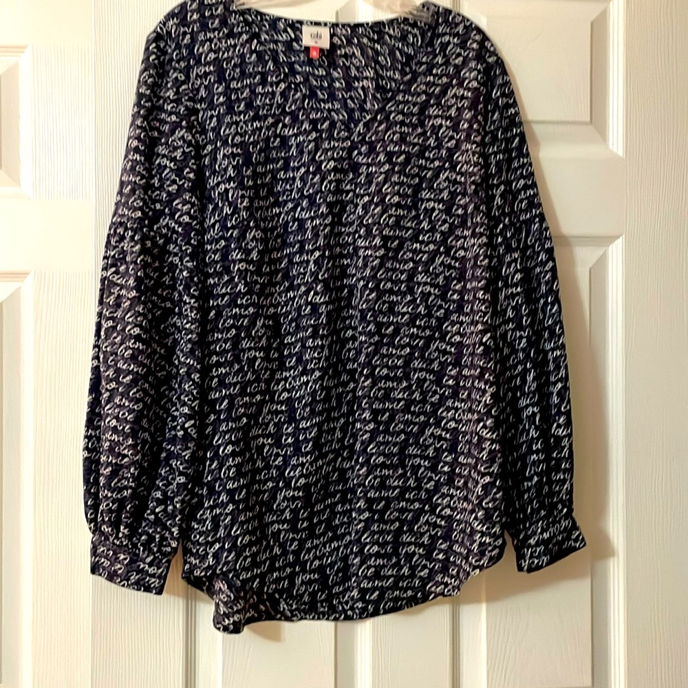 Cabi Te Amo Puff Sleeve Blouse Womens Size M V Neck Puff Balloon Sleeve Flowy
